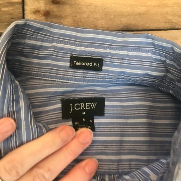 J Crew Blue Pinstriped Long sleeve Dress shirt - Picture 4 of 7